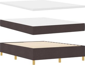 vidaXL LED Κρεβάτι με βάθρο Σκούρο Καφέ 140 x 190 cm ύφασμα