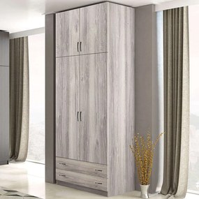 Ντουλάπα Δίφυλλη Με Πατάρι 102x60x233cm Ash Two Door