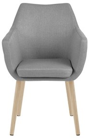 Καρέκλα Oakland 433, Ανοιχτό χρώμα ξύλου, Ανοιχτό γκρι, 84x58x58cm, 8 kg, Ταπισερί, Ξύλινα, Μέταλλο, Μπράτσα, Ξύλο: Δρυς | Epipla1.gr