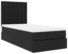 Οθωμανικό κρεβάτι με στρώμα &amp; LEDs Μαύρο 90x190cm Faux Leather 3313825