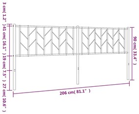 Κεφαλάρι Λευκό 200 εκ. Μεταλλικό - Λευκό