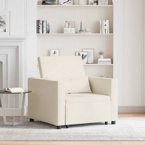vidaXL Μονός καναπές-κρεβάτι Κρεμ λευκό 90 x 165 x 87 εκ. Λινό