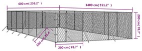 vidaXL Κλουβί Σκύλου Εξωτερ. Χώρου Ασημί 6x14x2 μ. από Γαλβαν. Ατσάλι