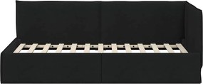 vidaXL Κρεβάτι Γωνίας Μαύρο 100 x 200 cm ύφασμα
