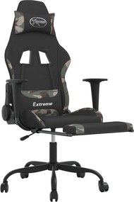 vidaXL Καρέκλα Gaming Μαύρο/Παραλλαγή Ύφασμα με Υποπόδιο
