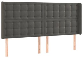 Κεφαλάρι με Πτερύγια Σκούρο Γκρι 203x16x118/128 εκ. Βελούδινο 3120081