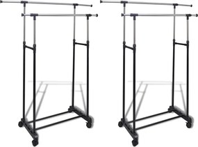 vidaXL Κρεμάστρες Ρούχων Δαπέδου Διπλές 2 τεμ. Ρυθμιζόμενες