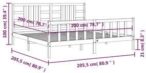 Σκελετός Κρεβ. Χωρίς Στρώμα Λευκό 200x200 εκ Μασίφ Πεύκο - Λευκό