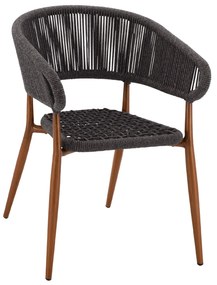 ARMCHAIR ALUMINUM EULO  BROWN-SYNTHETIC RATTAN GREY 55,5x63,5x78Hcm.