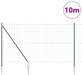 vidaXL Φράχτης με Στήλες. Πράσινο 1.6 x 10 m Ατσάλι