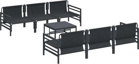 vidaXL Σετ Καναπέ Κήπου με μαξιλάρι 7 pcs Μαύρο Ατσάλι