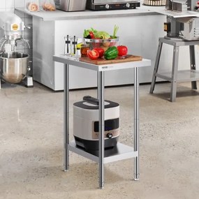 VEVOR Stainless Steel Work Prep Table Commercial Worktable Food Prep 24x18x34in