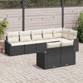 vidaXL Σέτ φαγητού για κήπο με μαξιλάρι 8 pcs Μαύρο, Κρέμα