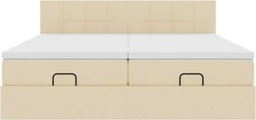 vidaXL Οθωμανικό κρεβάτι με στρώματα Κρέμα 180x200cm ύφασμα