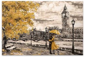 Πίνακας σε καμβά "Big Ben And Yellow Leaves" Megapap ψηφιακής εκτύπωσης 75x50x3εκ.