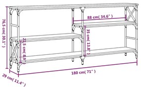 Τραπέζι Κονσόλα Γκρι Sonoma 180x29x76,5 εκ. Επεξεργ. Ξύλο - Γκρι