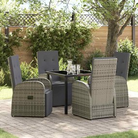 vidaXL Σετ Φαγητού Κήπου με μαξιλάρι 5 pcs Γκρι 80 x 80 x 73 εκ
