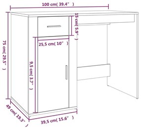 Γραφείο Γκρι Σκυροδέματος 100x49x75 εκ. Επεξεργασμένο Ξύλο - Γκρι