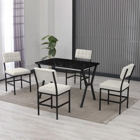 Extendable Dining Table &amp; Chairs Set (5 Pieces) Dubai - Cream, Black Cream
Black