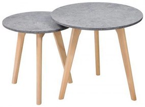 15231 KIT coffee table set 2τμχ T1: Ø50xH45cm / T2: Ø40xH40cm Ξύλινα πόδια - Επιφάνεια mdf