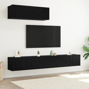 vidaXL Σετ 3 τεμαχίων TV  τοίχου Μαύρης Δρύς Επεξεργασμένου Ξύλου