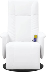 vidaXL Πολυθρόνα Μασάζ Ανακλινόμενη με Υποπόδιο Λευκή Συνθετικό Δέρμα