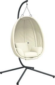 vidaXL Πολυθρόνα Egg Κρεμαστή με Βάση Μπεζ Ύφασμα / Ατσάλι