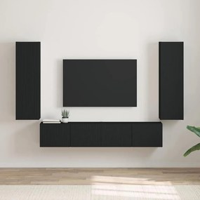 vidaXL Ντουλάπι Τηλεόρασης Τοίχου 2 pcs Μαύρο Επεξεργασμένο Ξύλο