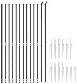 vidaXL Συρματόπλεγμα Περίφραξης Ανθρακί 1,4 x 25 μ. με Καρφωτές Βάσεις