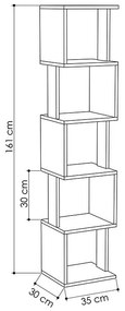 Βιβλιοθήκη - στήλη Piri pakoworld χρώμα light oak - ανθρακί 35x30x161εκ