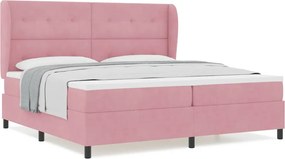 vidaXL Κρεβάτι με ελατήρια με στρώμα Ροζ 200 x 200 cm Βελούδο