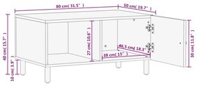 Τραπεζάκι Σαλονιού Μαύρο 80 x 50 x 40 εκ. από Μασίφ Ξύλο Μάνγκο - Μαύρο