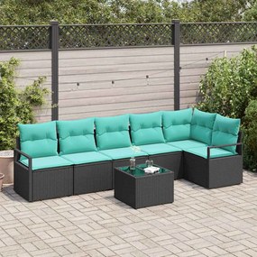vidaXL Σετ Καναπέ 7 pcs Μαύρο συνθετικό ρατάν