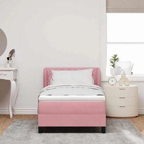 Κρεβάτι Box Spring με Στρώμα vidaXL Ροζ 90x200 cm Βελούδο