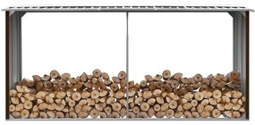 vidaXL Υπόστεγο Αποθήκευσης Ξύλων Κήπου Καφέ 330x92x153 εκ. Ατσάλι