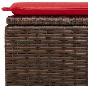 vidaXL Σκαμπό Κήπου με Μαξιλάρι Καφέ 55x55x37 εκ. από Συνθετικό Ρατάν