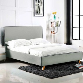 Κρεβάτι Morisson Ε8078,1 Ύφασμα Ανοιχτό Γκρι 160x200cm Queen Size Wood, Fabric
