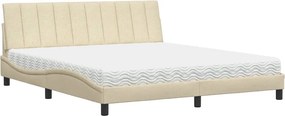 vidaXL Κρεβάτι με Στρώμα Hanko Κρεμ 180x200 εκ. Υφασμάτινο