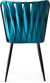 Καρέκλα 2τμχ Μαύρο / Μπλε VEDEN 43x42x82