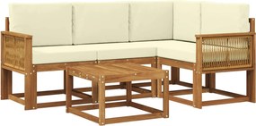 vidaXL Σειρά Καναπέ Εξωτερικού 5 pcs Φυσικό και Κρέμα Πολυεστέρας