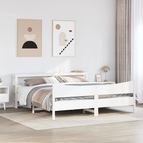 vidaXL Πλαίσιο Κρεβατιού με Κεφαλάρι Λευκό 200x200 εκ. από Μασίφ Πεύκο