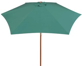 Ομπρέλα Πράσινη 270 x 270 εκ. με Ξύλινο Ιστό - Πράσινο
