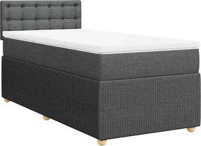 vidaXL Κρεβάτι Boxspring με Στρώμα Σκούρο Γκρι 100x200 εκ. Υφασμάτινο