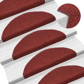 Πατάκια Σκάλας Αυτοκόλ. 10 τεμ. Κόκκινα 56x17x3 εκ Βελονιασμένα - Κόκκινο