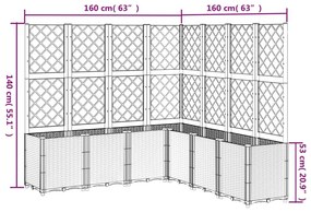 Ζαρντινιέρα Κήπου με Καφασωτό Λευκή 160x160x140 εκ. Πολυπροπ. - Λευκό