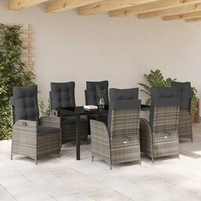 vidaXL Σέτ φαγητού για κήπο 7 pcs Γκρι συνθετικό ρατάν