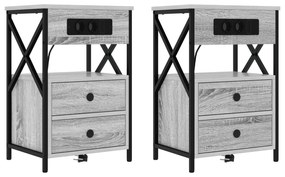 vidaXL Κομοδίνο 2 pcs Γκρι sonoma 40 x 31 x 60 εκ. Επεξεργασμένο ξύλο