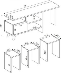 Stewehome Σύνθετο Τηλεόρασης Λευκό / Καρυδί 120x29.5x48.4 cm
