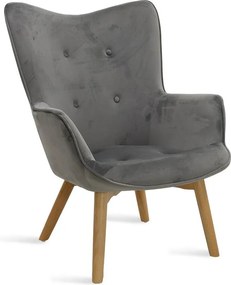 Πολυθρόνα Kido βελούδο χρώμα ασημί-γκρι 72x75x99 εκ.