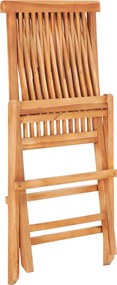 vidaXL Σετ Επίπλων Mπιστρό 3 τεμ. Μασίφ Ξύλο Teak με Κρεμ Μαξιλάρια